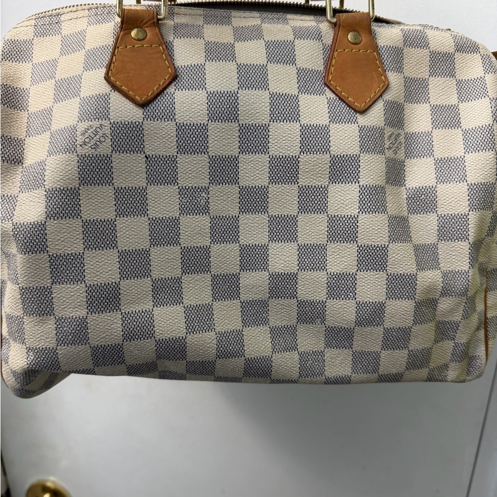 Louis Vuitton Checkered Satchel with Brown Accents